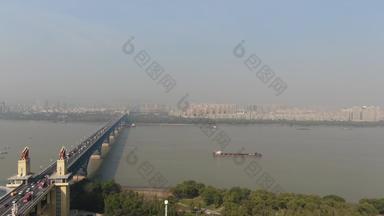 江苏南京长江大桥交通航拍